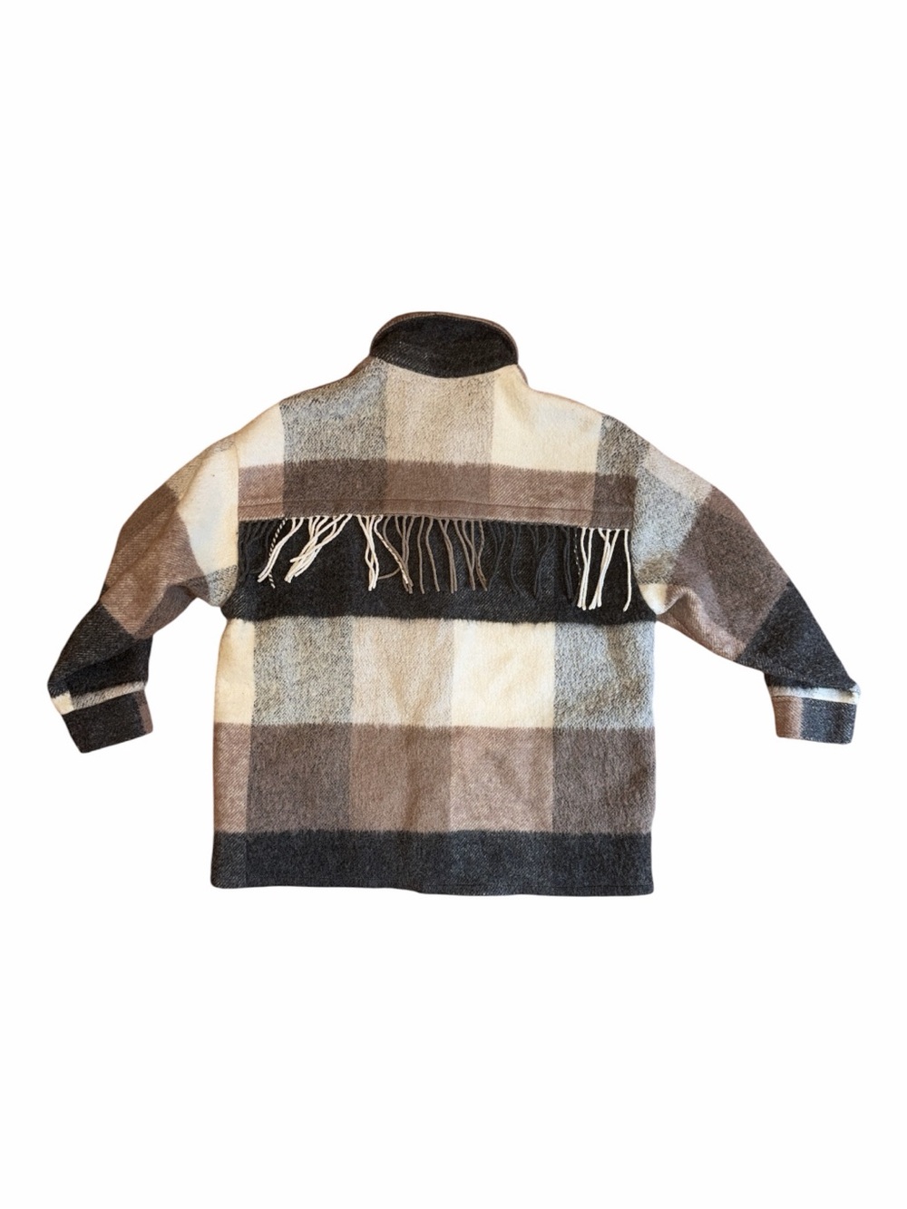 Zara Striped Button-Up Shacket in Black, Brown, Cream - Picture 4 of 6